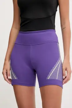 adidas by Stella McCartney pantaloni scurti de antrenament culoarea violet, cu imprimeu, high waist, JW2025 imagine