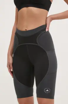 adidas by Stella McCartney pantaloni scurti de antrenament Two-Tone culoarea negru, modelator, high waist, JM0304 imagine