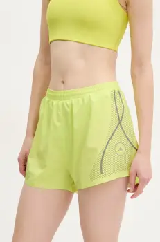 adidas by Stella McCartney pantaloni scurti femei, culoarea verde, cu imprimeu, medium waist, JI8054 imagine