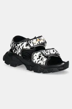 adidas by Stella McCartney sandale Hika Sandal Canvas AOP femei, culoarea negru, IF1797 imagine
