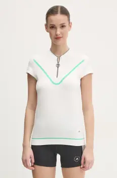 adidas by Stella McCartney tricou de antrenament TrueNature culoarea alb, cu turtleneck, JI5228 imagine