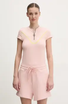 adidas by Stella McCartney tricou de antrenament TrueNature culoarea roz, cu turtleneck, JI5227 imagine