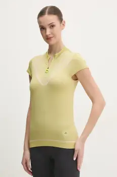 adidas by Stella McCartney tricou de antrenament TrueNature culoarea verde, cu turtleneck, JG1010 imagine