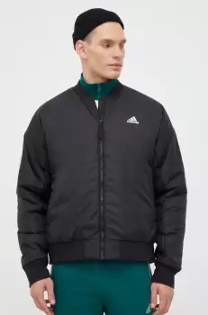 adidas geaca bomber barbati, culoarea negru, de tranzitie imagine