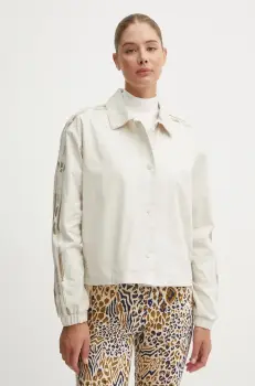 adidas geaca Camo femei, culoarea bej, de tranzitie, IY1690 imagine