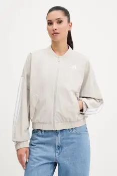 adidas geaca Essentials culoarea bej, de tranzitie, oversize, JE1317 imagine