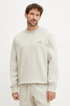 adidas hanorac de bumbac x Mercedes barbati, culoarea bej, cu imprimeu, JW3091 imagine