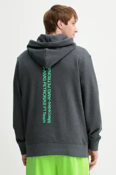 adidas hanorac de bumbac x Mercedes culoarea gri, cu gluga, cu imprimeu, JX8778 imagine