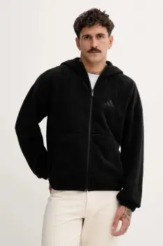 adidas hanorac fleece Future Icons culoarea negru, cu gluga, uni, JM6053 imagine