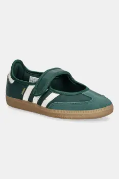 adidas Originals balerini din piele pentru copii Samba Jane W culoarea verde, JR7340 imagine