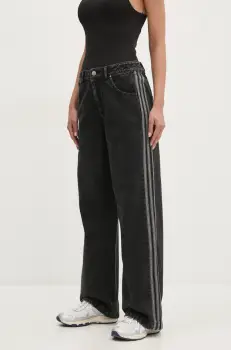 adidas Originals blugi din bumbac DENIM 3S PANT femei medium waist, JD3109 imagine