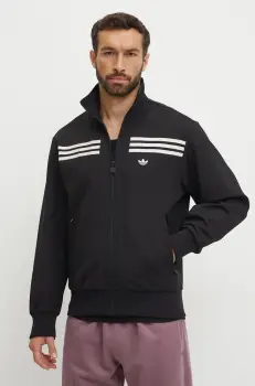 adidas Originals bluza 70s Track Top barbati, culoarea negru, cu imprimeu, JN5962 imagine