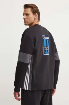 adidas Originals bluza Adibreak Crew barbati, culoarea negru, cu imprimeu, IY4853 imagine