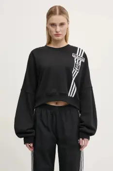 adidas Originals bluza Adibreak Cropped Sweatshirt femei, culoarea negru, cu imprimeu, JD0189 imagine