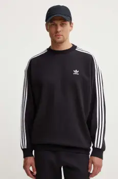 adidas Originals bluza Adicolor Oversized Crew barbati, culoarea negru, cu imprimeu, IZ1829 imagine