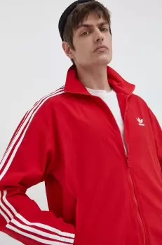 adidas Originals bluza Adicolor Woven Firebird Track Top barbati, culoarea rosu, modelator, IT2495 imagine