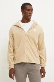 adidas Originals bluza barbati, culoarea bej, cu gluga, cu imprimeu, IZ2487 imagine