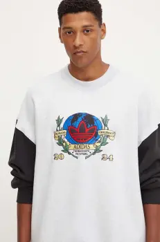 adidas Originals bluza barbati, culoarea gri, modelator, IZ2553 imagine