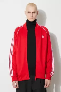 adidas Originals bluza barbati, culoarea rosu, cu imprimeu imagine