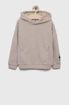 adidas Originals bluza copii culoarea bej, cu gluga, neted imagine