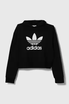 adidas Originals bluza copii culoarea negru, cu gluga, cu imprimeu imagine
