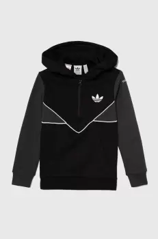 adidas Originals bluza copii culoarea negru, cu gluga, cu imprimeu imagine