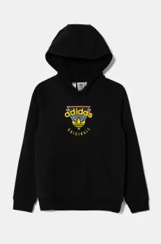 adidas Originals bluza copii culoarea negru, cu gluga, cu imprimeu, JN7023 imagine