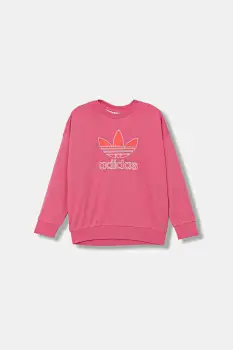 adidas Originals bluza copii culoarea roz, cu imprimeu, JV8571 imagine