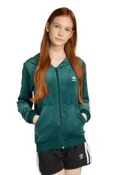 adidas Originals bluza copii culoarea verde, cu gluga, uni, JX2846 imagine