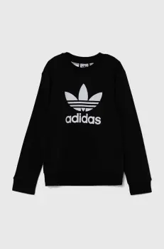 adidas Originals bluza copii TREFOIL CREW culoarea negru, cu imprimeu, IY7435 imagine