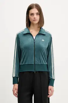 adidas Originals bluza din velur Fb Liberty Tt culoarea verde, cu imprimeu, JW5267 imagine