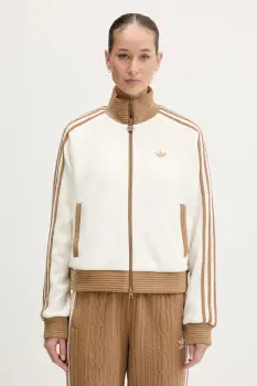 adidas Originals bluza din velur Velour culoarea bej, neted, KR0062 imagine