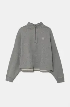 adidas Originals bluza Essential femei, culoarea gri, neted, IY9681 imagine