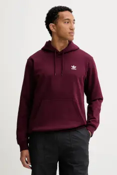 adidas Originals bluza Essentials culoarea bordo, cu gluga, uni, HY2079 imagine
