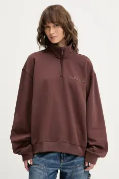 adidas Originals bluza Essentials culoarea maro, cu imprimeu, JW1023 imagine