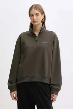 adidas Originals bluza Essentials culoarea verde, uni, JW1025 imagine