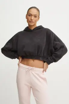 adidas Originals bluza femei, culoarea negru, cu gluga, IW5573 imagine