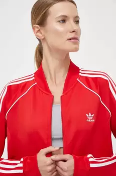 adidas Originals bluza femei, culoarea rosu, cu imprimeu imagine