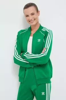adidas Originals bluza femei, culoarea verde, cu imprimeu imagine