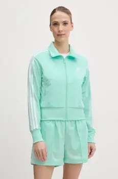 adidas Originals bluza Firebird femei, culoarea turcoaz, cu imprimeu, JC8266 imagine