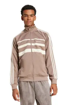 adidas Originals bluza First Tracktop barbati, culoarea maro, cu imprimeu, JP1043 imagine