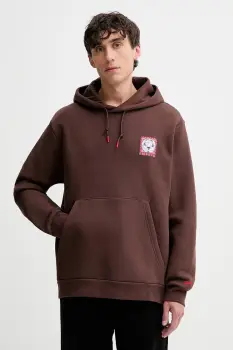 adidas Originals bluza Graphic culoarea maro, cu gluga, cu imprimeu, JX3095 imagine