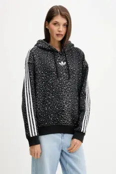 adidas Originals bluza Graphic Lo Hd culoarea negru, cu gluga, cu imprimeu, JV7561 imagine