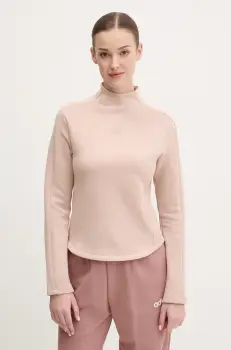 adidas Originals bluza INTERLOCK LS femei, culoarea bej, neted, JJ0938 imagine