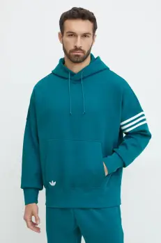 adidas Originals bluza Neuclassics C Hoodie barbati, culoarea verde, cu gluga, cu imprimeu, JF9140 imagine