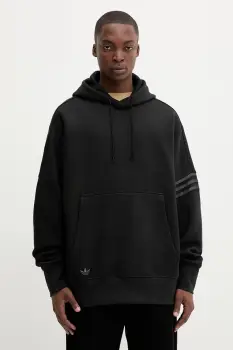 adidas Originals bluza Neuclassics culoarea negru, cu gluga, cu imprimeu, HZ3740 imagine