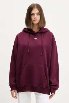 adidas Originals bluza Os Hoodie Fl culoarea bordo, cu gluga, uni, KW1900 imagine