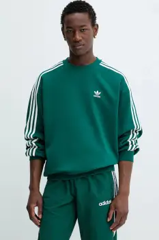 adidas Originals bluza Oversize Crew culoarea verde, cu imprimeu, KA0467 imagine
