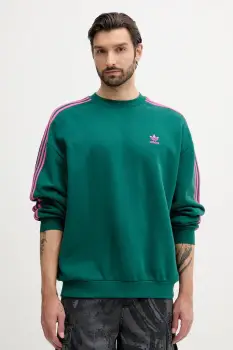 adidas Originals bluza Oversize Crew culoarea verde, cu imprimeu, KA0468 imagine