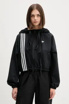 adidas Originals bluza Ribbon Off Placed 3 Stripes Tracktop culoarea negru, cu gluga, cu imprimeu, JX2698 imagine